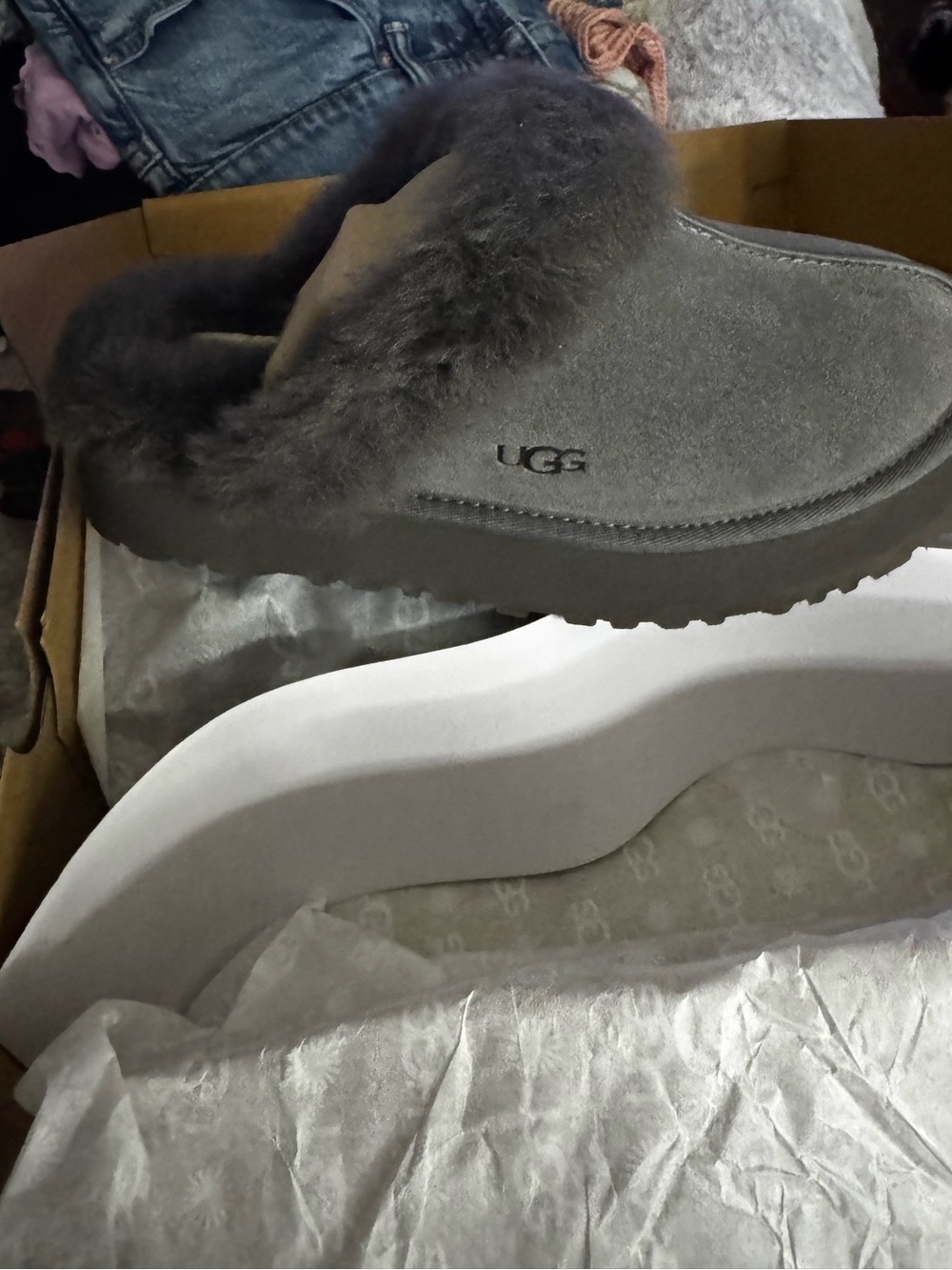 UGG Women's Charcoal Sheepskin Lined Slip-On Mule